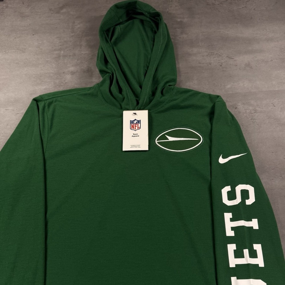 Nike New York‎ Jets Hoodie Men Small Lightweight Pullover Sweatshirt Green NEW